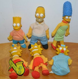 Vintage The Simpsons Plush Dolls 9 " Figures 1990 Homer Bart Maggie