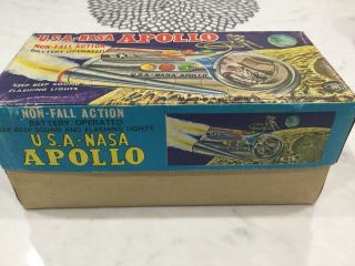 1960s MT/Masudaya Japan Tin B/O NON FALL USA - NASA APOLLO SPACE TOY NM 9