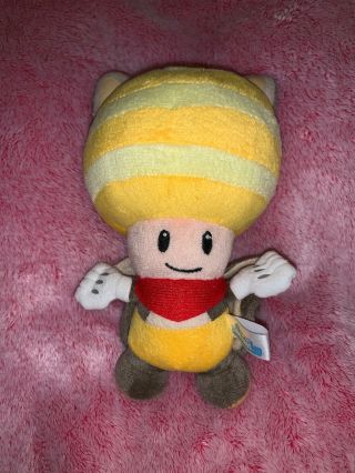 Mario Bros Plush Flying Squirrel Yellow Toad Soft Toy Doll 8 "