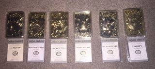 Pokemon 23k Gold Plated Trading Cards.  Set Of 6.  W/certificate.