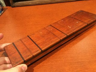 Vintage Wood Inlaid Cribbage Board Hand Crafted 12.  5 inch 7