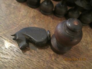 ANTIQUE HAND CARVED WOOD CHESS SET IN OLD BOX NO BOARD 4