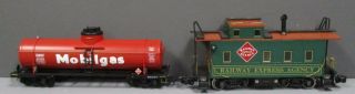 Aristo - Craft G Scale Freight Cars: 42105 REA Caboose and 41303 Mobilgas Tank [2] 2