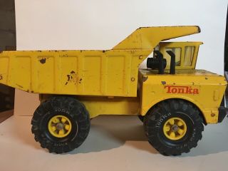 Vintage Mighty Tonka Toy Dump Truck Yellow Steel