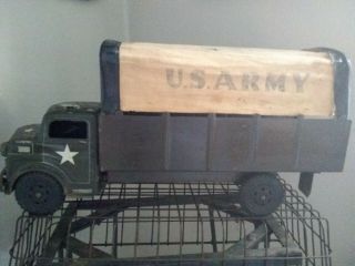 Vintage 1950s Marx Lumar Us Army Troop Transport Carrier Truck - Pressed Steel