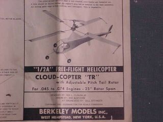 Schematic Build Cloud - Copter " Tr " Helicopter Berkeley Models,  Inc. ,  1 " /2a "