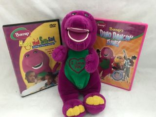 Barney Lyons Sitting Singing I Love You Plush Dinosaur Doll & Dvds