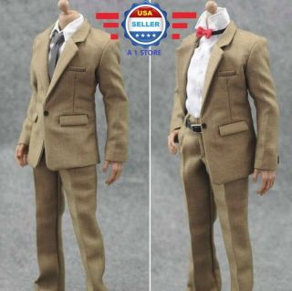 1/6 Scale Khaki Color Suit Full Set W/ Tie And Bow Tie For 12 " Male Figure Doll