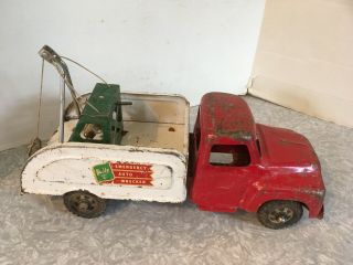 Vintage Buddy L Emergency Auto Wrecker Tow Truck Pressed Steel