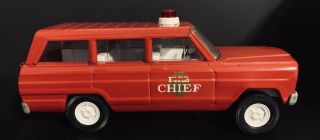 Vintage Mini Tonka Fire Chief Jeep Wagoneer Red Pressed Steel 1960 ' s Rare Truck 2