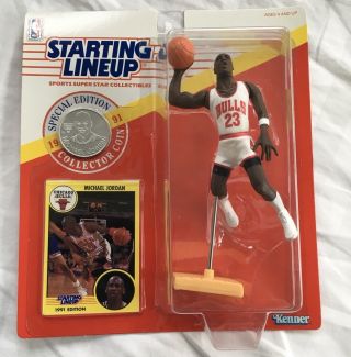 1991 Michael Jordan Starting Lineup Figure With Card & Coin In Exmt