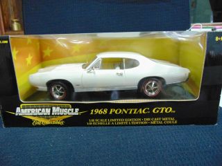 American Muscle Die Cast Metal 1968 Pontiac Gto White 1:18 Scale In Bx