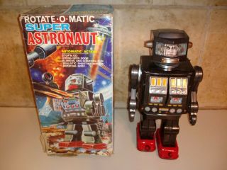 Minty 1960s Horikawa Japan Tin Bo Rotate - O - Matic Astronaut Robot/box/works