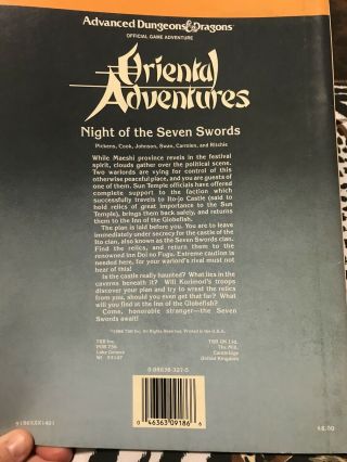 Night of Seven Swords Advanced Dungeons and Dragons/Oriental Adventures Module 2