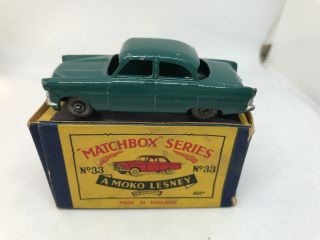 Matchbox Lesney Regular Wheels 33a Ford Zodiac Dark Green,  Vg In B2 Type Box