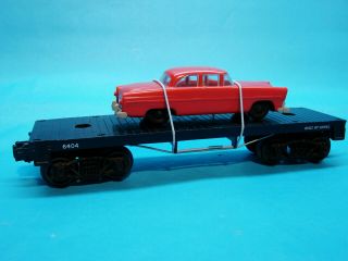 1960 Postwar Lionel 6404 Black Flatcar With 6414 - 25 Red Auto,  Vg,