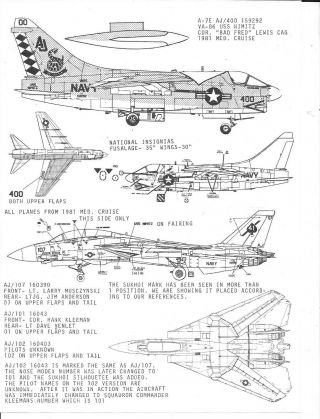 Microscale F - 14A Tomcat VF - 41,  E - 2C,  A - 7E Corsair II Decals 1/72 337 3