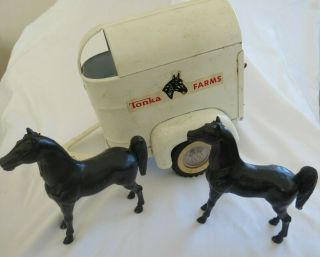 Vintage Tonka Farms Horse Trailer With Two Horses,  3 Day