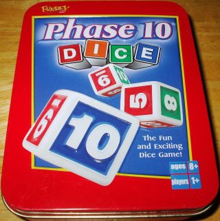 2004 Phase 10 Dice Game Fundex Tin 100 Complete Rare Oop