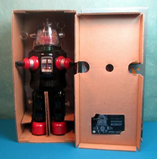 All ROBBY Robbie Mechanized Robot Black and Red 1990 OTTI with card 4