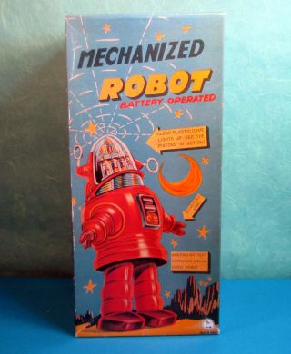 All ROBBY Robbie Mechanized Robot Black and Red 1990 OTTI with card 6