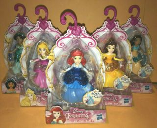 Disney Princess Royal Clips Doll Set 5 Toy Ariel Aurora Jasmine Belle Pocahontas