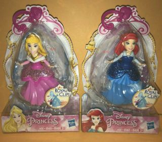 DISNEY PRINCESS royal clips DOLL SET 5 toy ARIEL aurora JASMINE belle POCAHONTAS 3