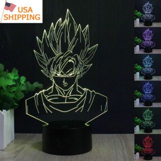 Dragon Ball Z Son Goku 3d Illusion Led Night Light Touch Table Desk Lamp 7 Color