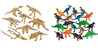 28 Pc 2 " Dinosaur And Fossil Skeleton Figures Two Of Each Jurassic Dino Bone Toy