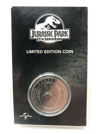 Jurassic Park 25th Anniversary Coin Silver Plated Mosquito Amber Limited Edition
