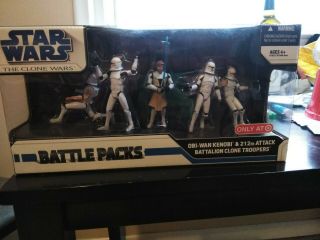 Star Wars Battle Packs Obi - Wan Kenobi 212th Attack Battalion Clone Troopers