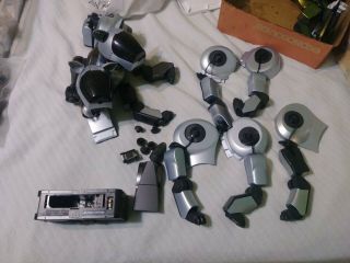 Sony Aibo Ers 210 Silver.  Two Head 4 Ears 1 Tail 9 Legs.  Spare Parts