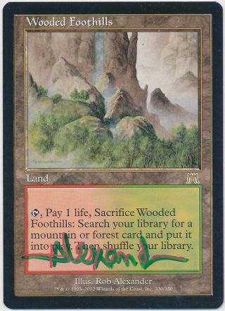 Mtg Wooded Foothills Onslaught Rare Signed In 3 - D By Artist Rob Alexander Nm