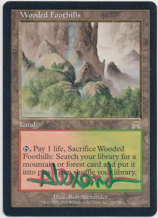 MTG Wooded Foothills Onslaught Rare Signed in 3 - D by Artist Rob Alexander NM 3