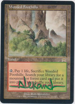 MTG Wooded Foothills Onslaught Rare Signed in 3 - D by Artist Rob Alexander NM 4