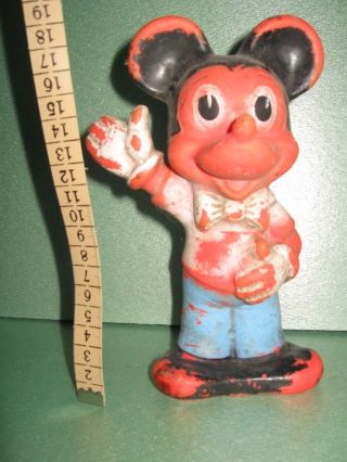 Antique Vintage Walt Disney Rubber Toy Mickey Mouse From 1960s