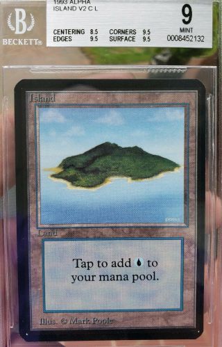 Vintage Magic | Bgs 9 Mtg Alpha Island [blue Sky],  3x 9.  5,