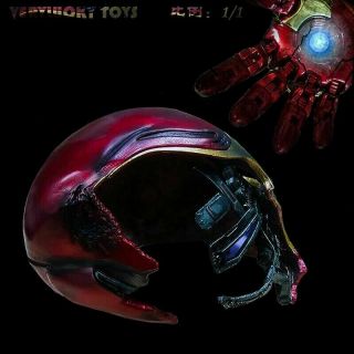 Avengers 4 Iron Man Mk50 Battle Damage 1/1th Helmet W/light Vl1902 Figure Toys