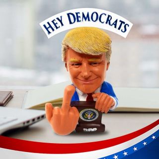 Donald Trump F K U Democrats & F K U Fake News Bobble Finger Bobblehead Funny