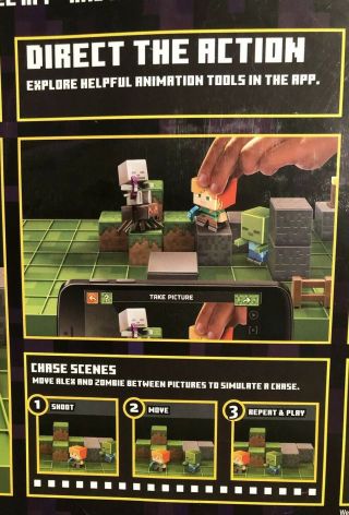 Minecraft Stop Motion Movie Creator set w/4,  PLUS 17 extra mini figures & Book 4
