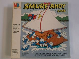 Milton Bradley 1982 Smurf Ahoy Game For 2 To 4 Players