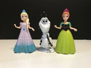 Disney Frozen Elsa & Anna Of Arendelle Magiclip Magic Clip Mini Dolls W/ Olaf