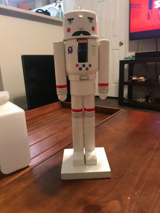 Spaceman Wood Nutcracker Astronaut Figurine Robot Style Space Toy Collectible