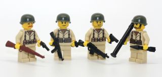 World War 2 American Solders Squad Minifigures Made With Real Lego (r) Minifig