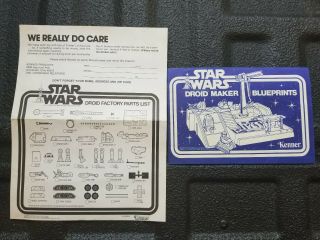 Vintage 1977 Kenner Star Wars Droid Factory Droid Maker Blueprints & Parts List