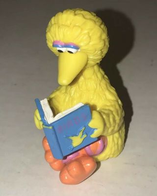Vtg Applause Sesame Street Big Bird Reading Pvc Figurine Toy Cake Top 90s Rare