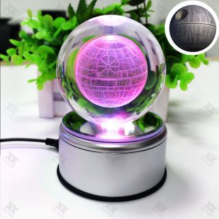3d Led 8cm Crystal Ball Star Wars Death Star Night Light Table Desk Lamp Gift