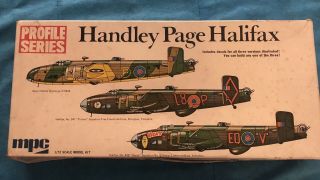Vintage Mpc Profile Series 2 - 2504 Handley Page Halifax Plastic Model 1/72 Scale