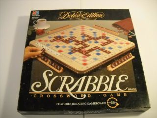 Scrabble 1989 Deluxe Edition Turntable Rotating Board Game 100 Complete 7