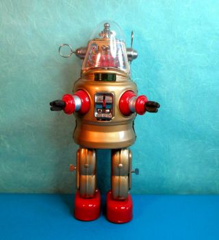 All Robby Robbie Mechanized Robot Bronze Color / Red Arms 1990 Otti